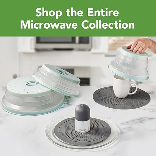 Miniatura 6 de Tovolo Tapete de silicona para microondas de 10 pulgadas, color carbón, barrera de calor multiusos con bordes térmicos, recalentamiento uniforme, se