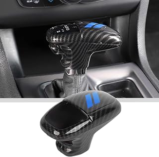 JWWY Gear Shift Shifter Knobs Cover Trim for 2015-2023+ Dodge Challenger Charger 2018-2023 Durango Accessories Blue Carbon Fiber 3pcs