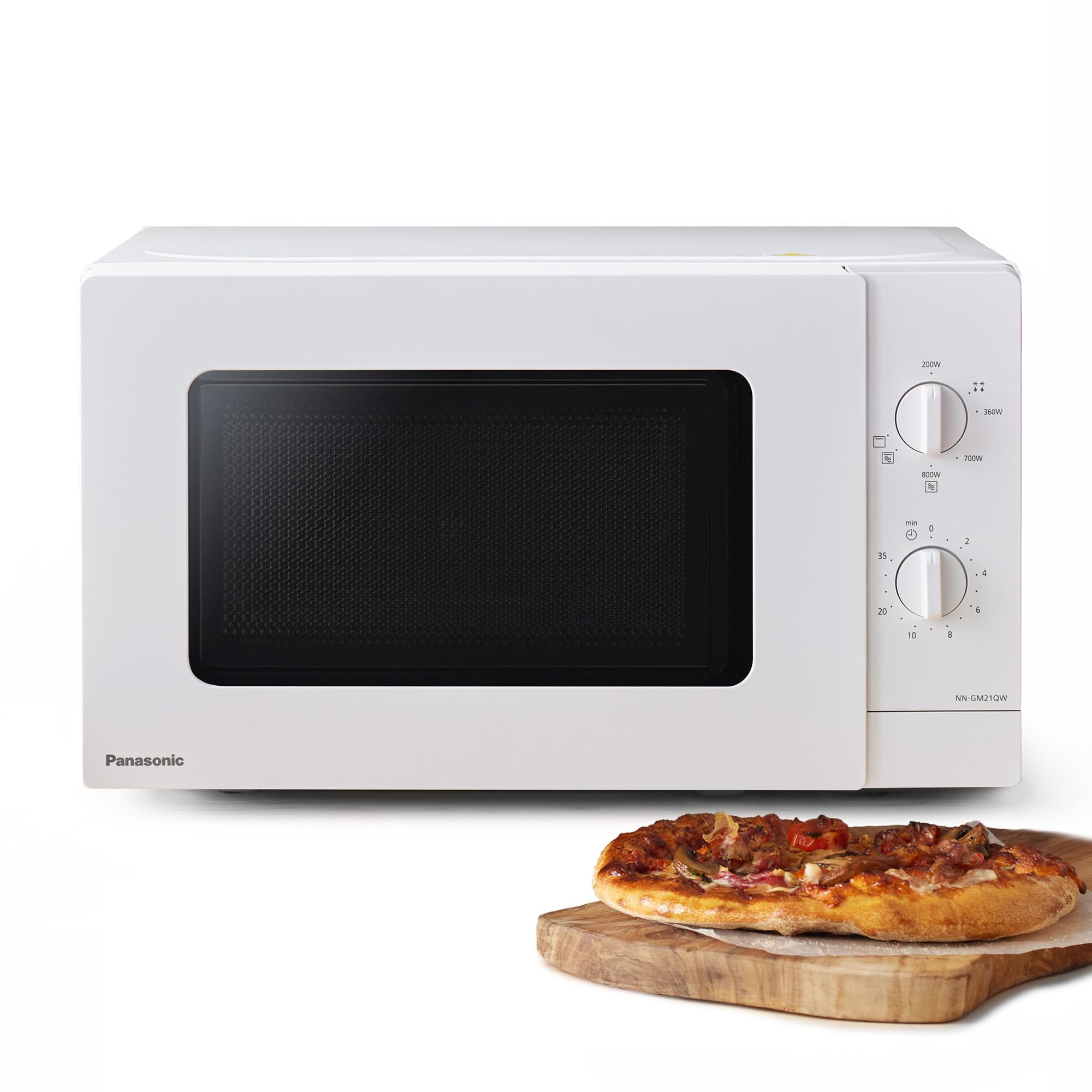 Panasonic NN-GM21QWEPG 20L Kompakt-Mikrowelle mit Grill, 800 W, Kombi-Garen, 5 Leistungsstufen, Auftaufunktion, Drehregler, Glasdrehteller, Weiß