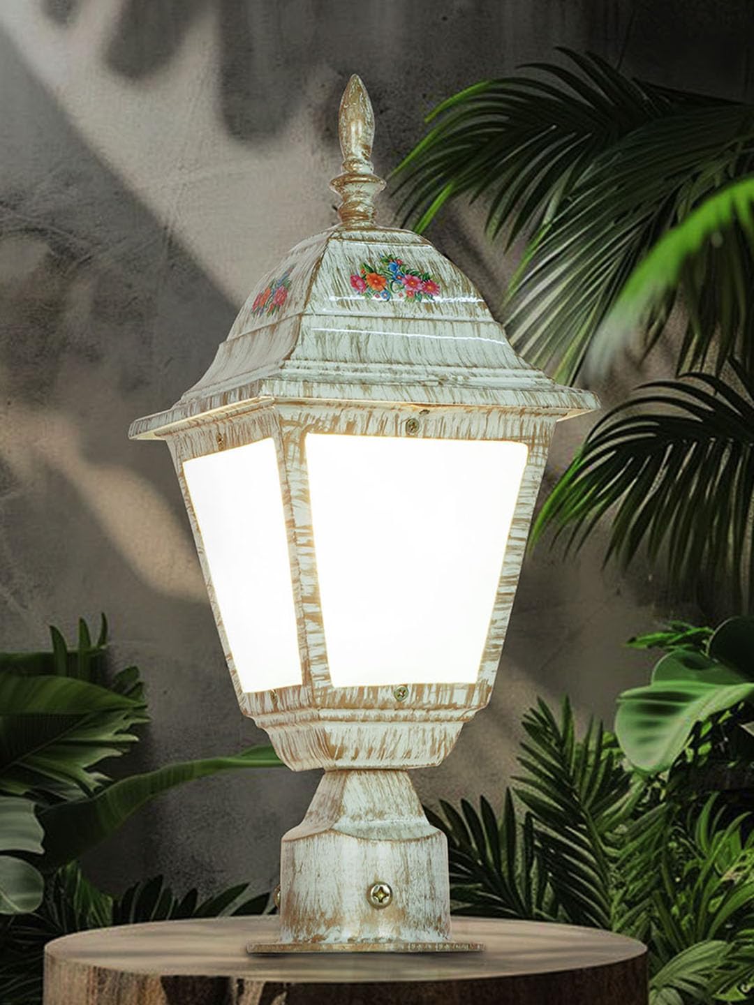 Fos Lighting 14-Inch Cottage Farmhouse Outdoor Gate Light | Distressed White Post Lantern\-image-46