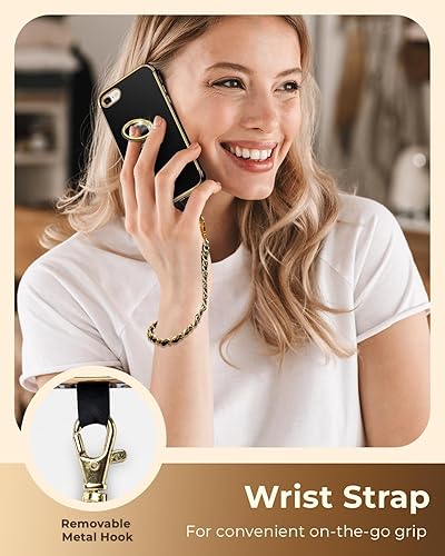 Miniatura 4 de Miss Arts Funda para iPhone 8 Plus7 Plus, soporte de anillo de lujo galvanizado con correa, lindo TPU suave para iPhone 8 Plus7 Plus para mujeres y