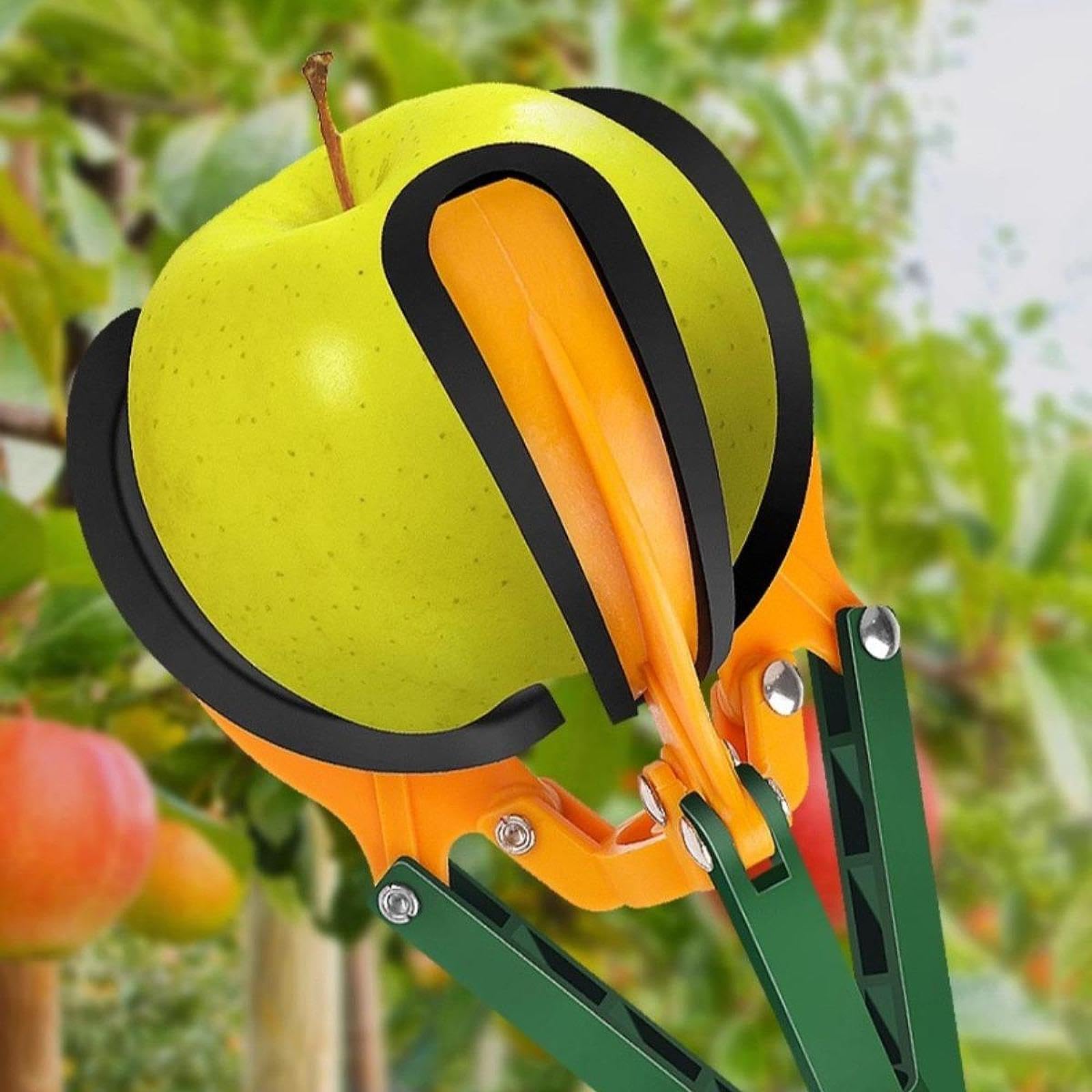 Cueilleur de Fruits pour Pommes Trois Griffes Caoutchouc Outil Ramassage Polyvalent Manche Télescopique Acier au Carbone Poignée Nylon Pratique