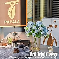 Vista 3 de Flores artificiales con jarrón, centros de mesa de boda para mesas, arreglos de flores falsas para decoración de bodas, decoración de mesa de centro