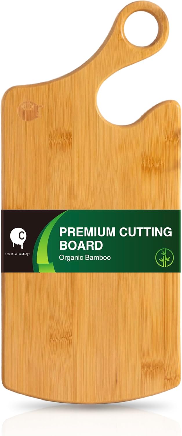 Unique Design Bamboo Cutting Board for Kitchen Wood Cutting Board for Chopping Meat, Fruits, Vegetables, Cheese, Knife Friendly Serving Tray with Handle and hole