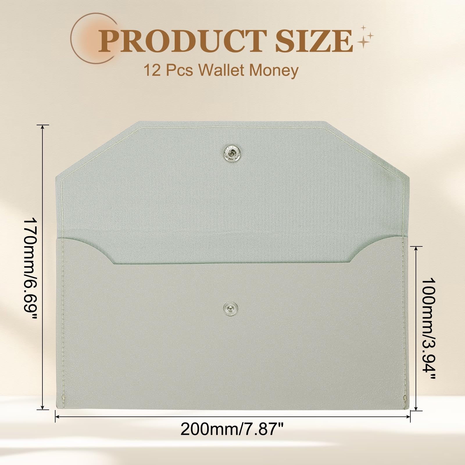 PATIKIL 12Pcs PU Leather Envelope Wallet Card, Reusable Money Pouch Small Leather Organizer Pouch for Women Men Travel,Light Gray - Image 2