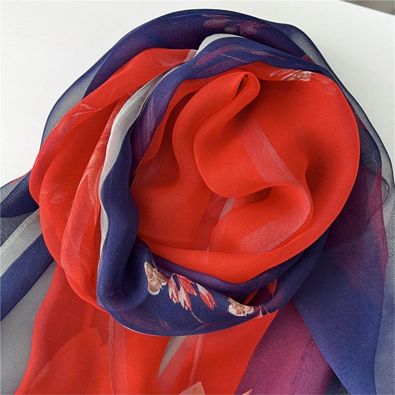 Sciarpa di Primavera 2 Pezzi Sciarpa Primaverile Stampata da Donna Elegante Sciarpa in Chiffon Scialle Sottile for Protezione Solare da Spiaggia Estiva(Color 4)