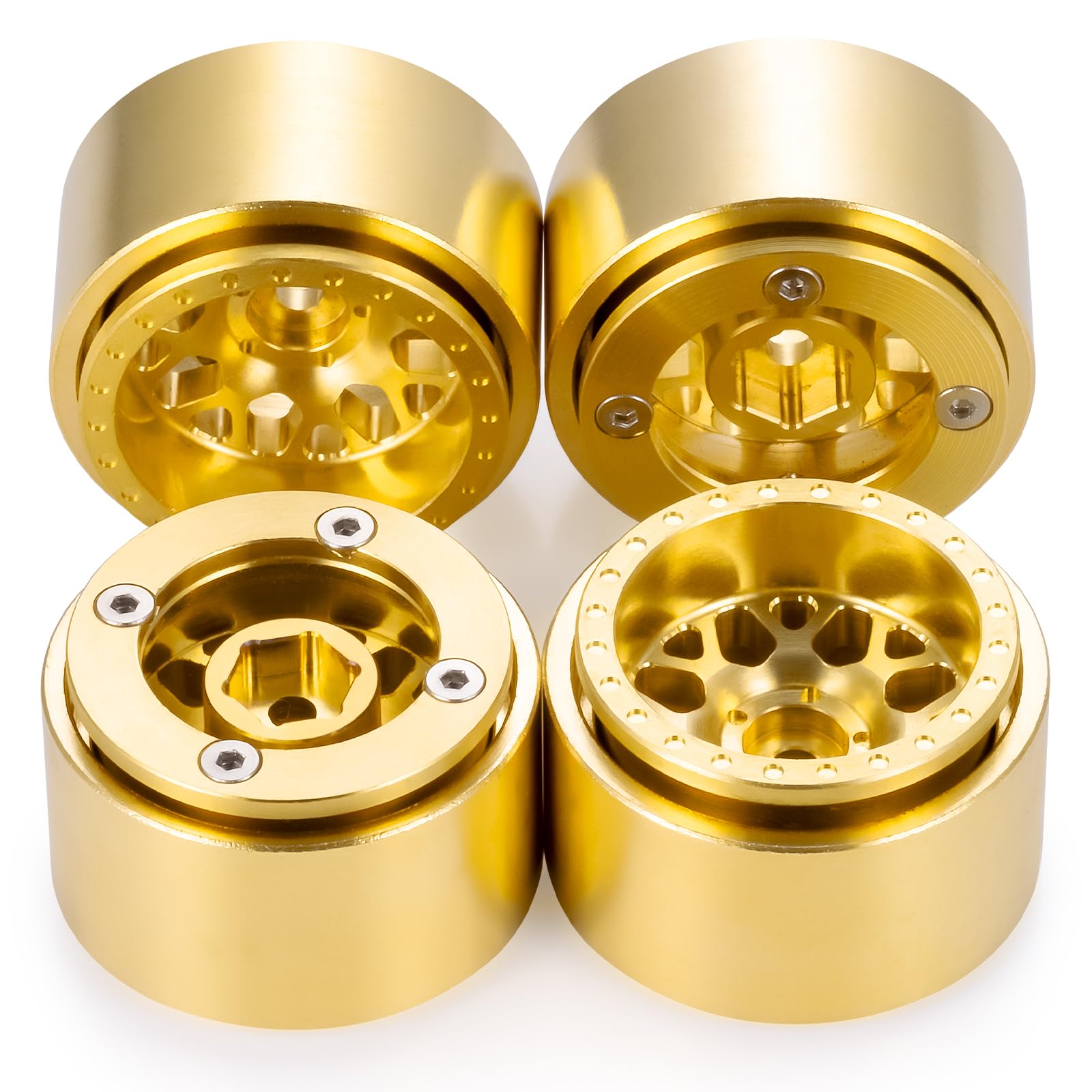 Beadlock - Set di 4 cerchi in ottone per Axial SCX24 TRX4M FCX24 Redcat Ascent 18 1/24 1/18 RC Crawler Car Upgrade Parts