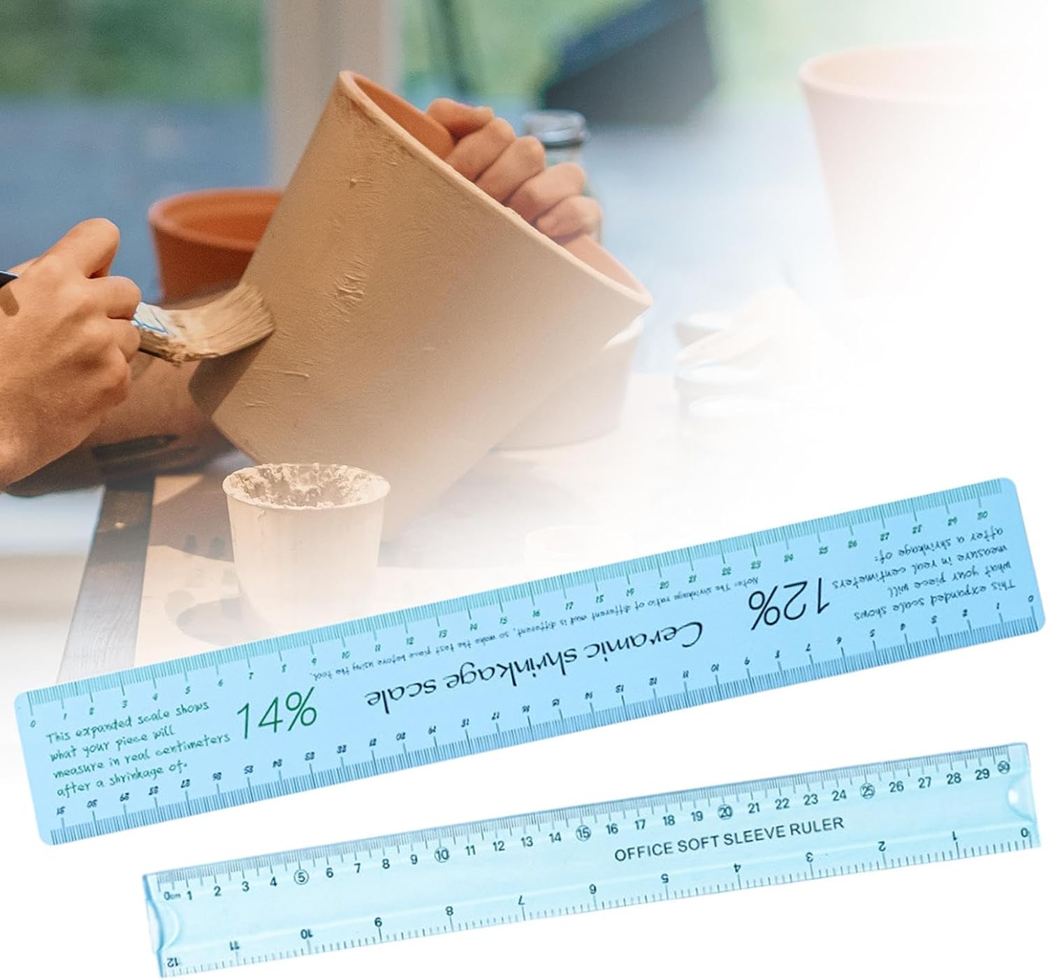 Ceramic Shrinkage Scale Ruler, Ceramic Measuring Ruler, with Standard Ruler, for Pottery Lovers Clay Sculpture Pottery Tools