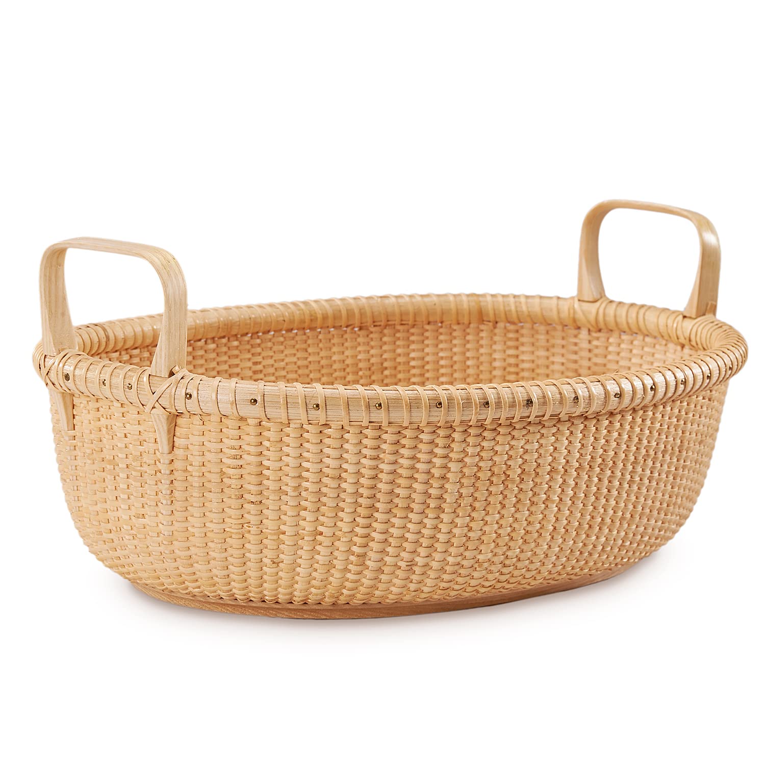 Teng Jin Cane-on-cane weave Hand Woven Decorative Rustic Serving Trays for Home/Social Events - Bread Basket, Vegetable, Fruits, Snacks, Crackers, and Breakfast,Bread Serving Basket.
