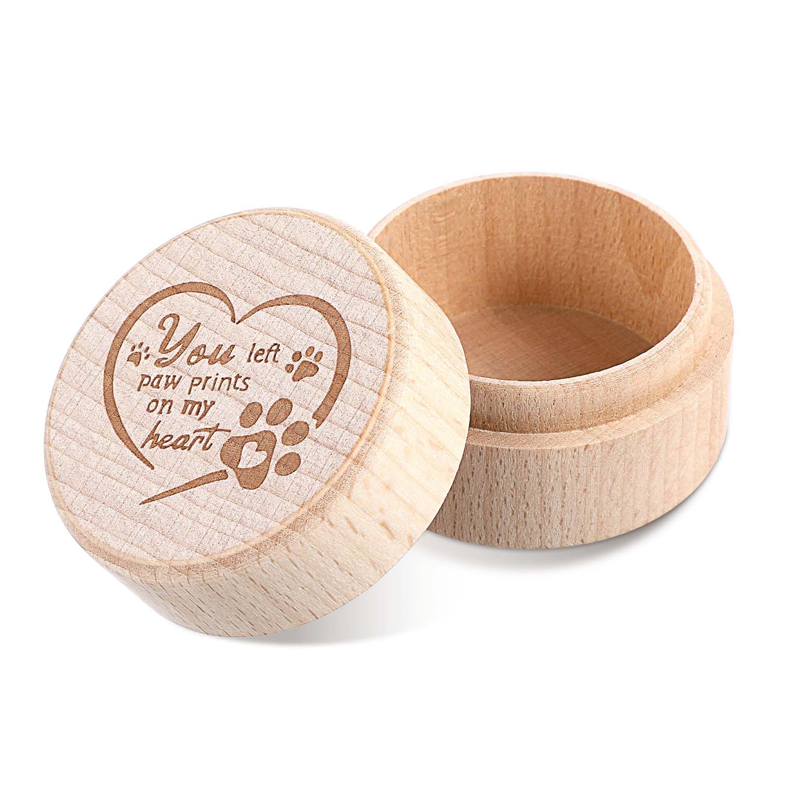 Nogeqi Pet Keepsake Box, Small Dog Memorial, Wooden Pet Loss Sympathy Gift, Cat Urns for Ashes, Dog Remembrance Gift for Cats Dogs Whiskers,Tooth Box, Nails, Bone