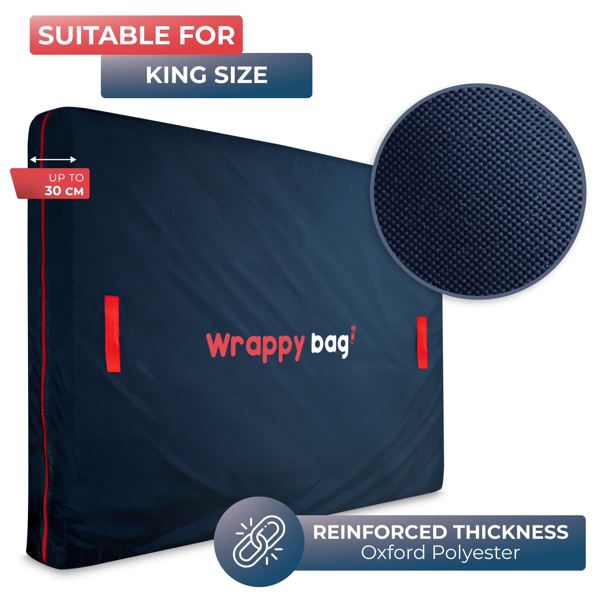 WRAPPYBAG, Waterproof Mattress Cover in Oxford Polyester, Storage Bag with 4 Carry Handles - Image 2