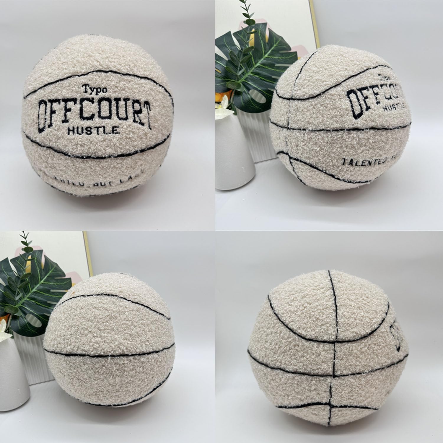 Offcourt Basketball Pillow, 25cm/9.5in Cuscino Basket Offcourt, Fluffy Soccerball Basketball Football Shaped Cuscino di Peluche, Sport Cuscini di Lancio, per Decorazione Camera