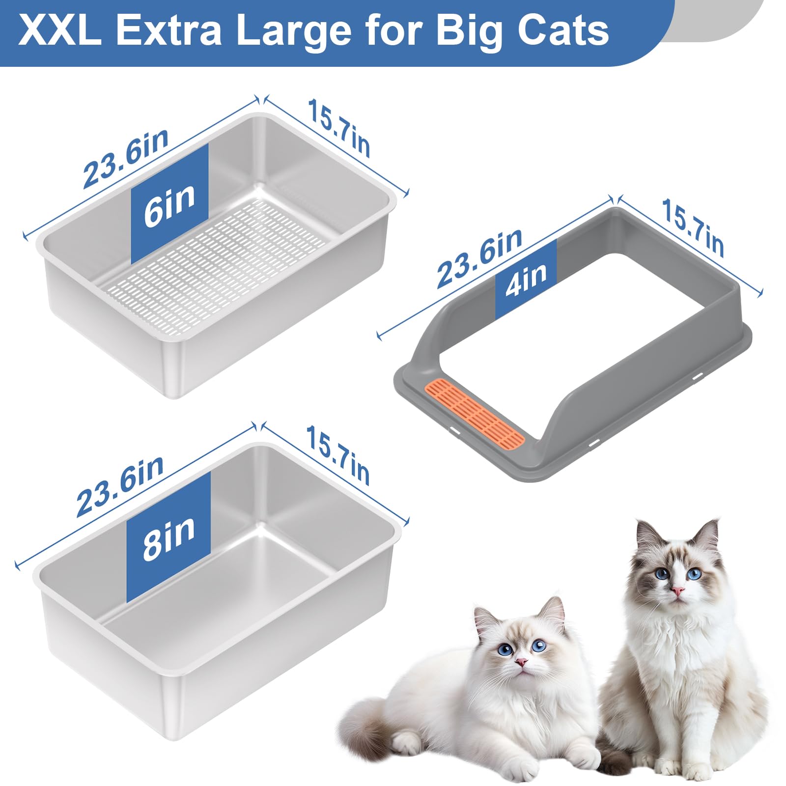 Edelstahl-Sieb-Katzentoilette mit Deckel, XXL, extra groe Katzentoilette  fr Kiefernpellets und groe Katzen, Metall-Pelletsieb, Katzentoiletten-System  zur Geruchskontrolle, Siebbox-Einlagen und : Amazon.de: Haustier