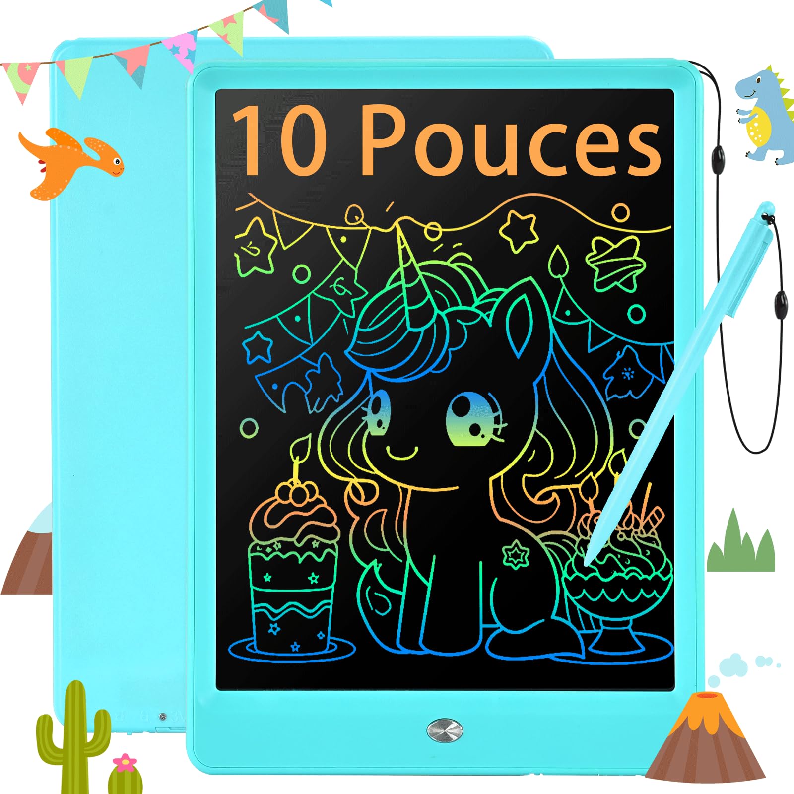 EooCoo Tablette d'écriture LCD 10 Pouces, Tablette Dessin Enfant, Cadeau Éducatif Bleu