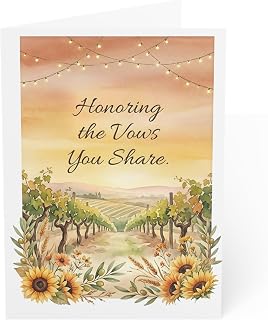 Wedding Vow Renewal Card, Couples Wedding Anniversary Card, Marriage Congratulations, Elegant Recommitment & Anniversary Celebration Greeting, 5x7 Inches, Blank Inside (Tuscan)