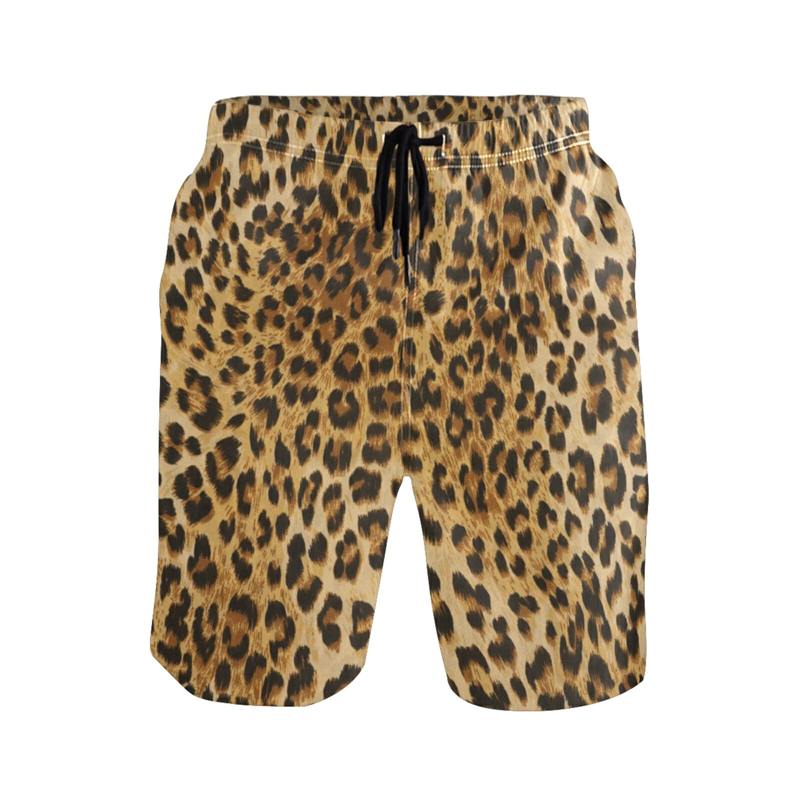 Linomo Men's Multicoloured Swim Shorts Leopard Print Swimming Trunks Beach Shorts Quick Dry Surfing Board Shorts For