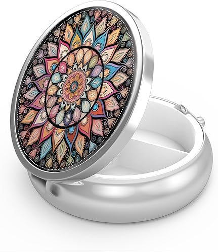 Miniatura 10 de Pastillero de 3 compartimentos para medicina, pastillero portátil para bolsillo o bolso, pastillero decorativo de metal para medicina, organizador