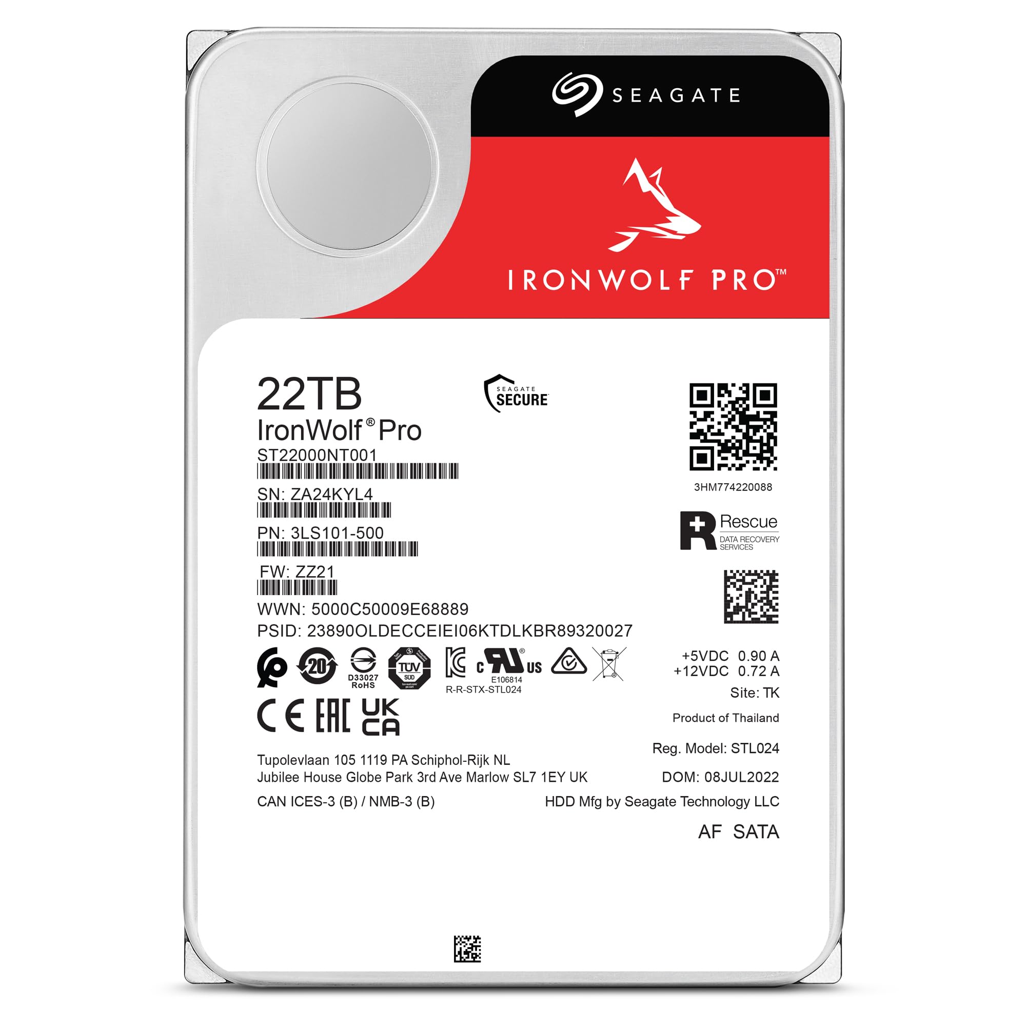 Seagate IronWolf Pro, 22 TB, Enterprise NAS HDD interno –CMR 3,5