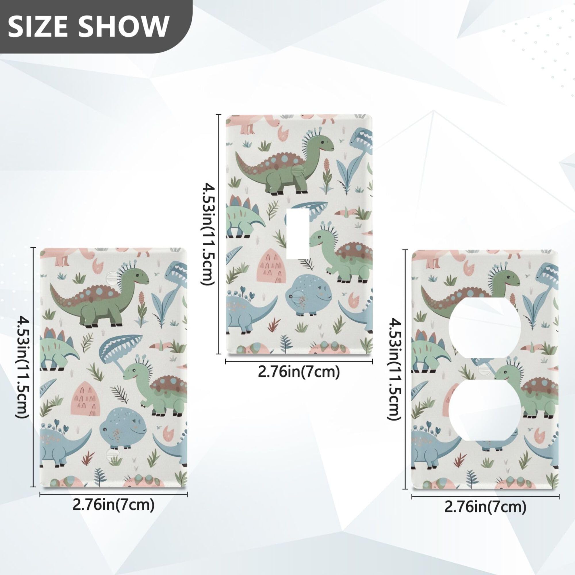 xigua Unused Outlet Wallplate Cartoon Dinosaur Switch Wall Plate Cover,Decorative Outlet Cover Switch Cover for Home Office Bedroom 4.53