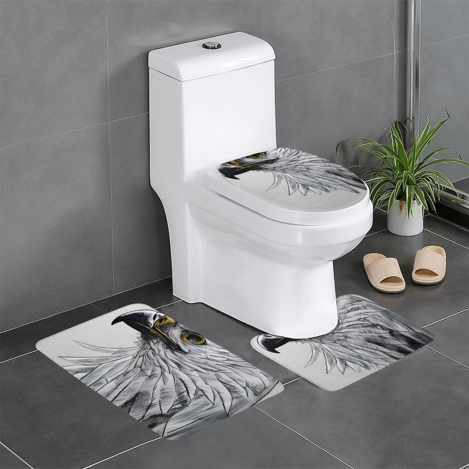 Tapis de salle de bain pour coiffeuse motif aigle lot de 3