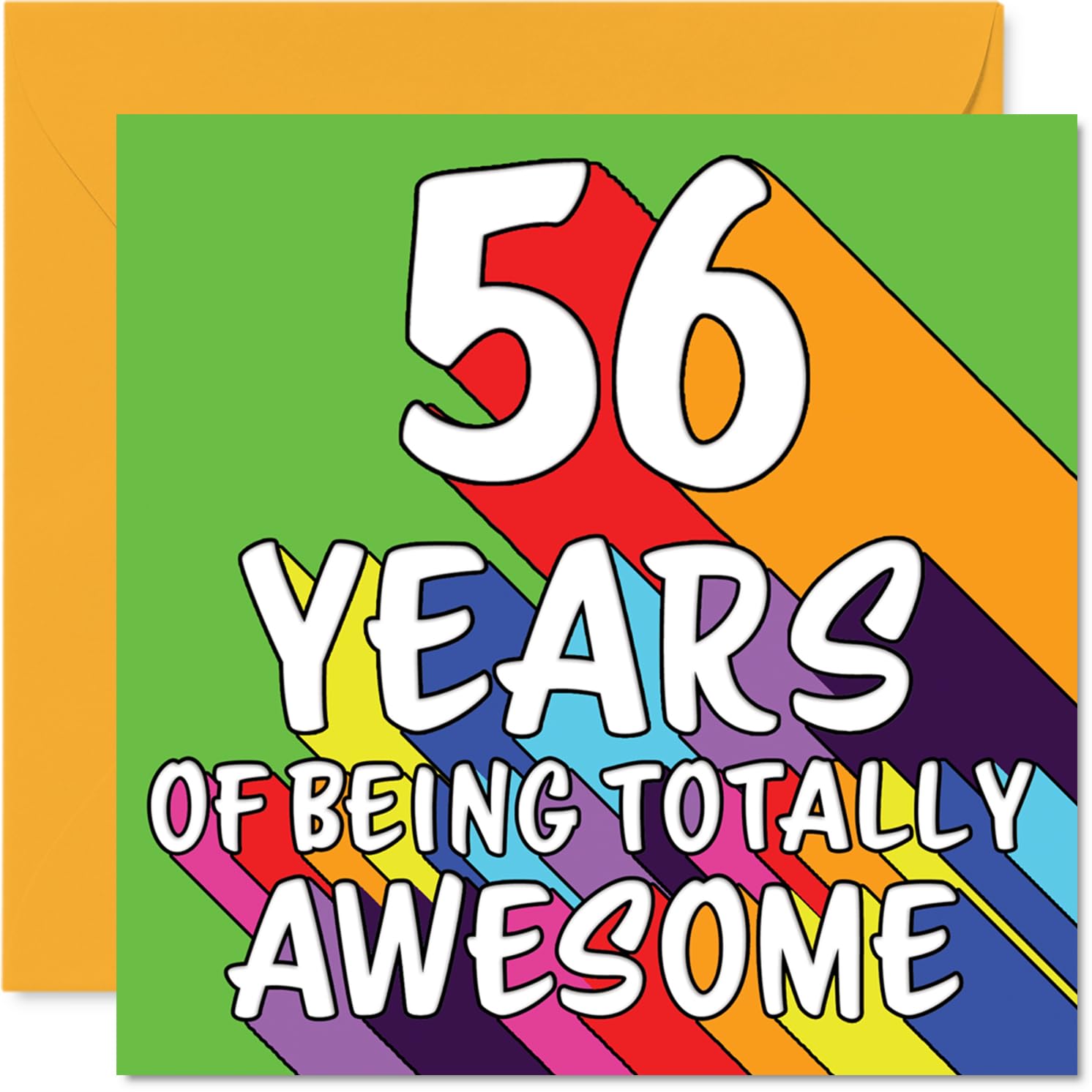 56th Birthday Cards for Men Women - Rainbow Awesome - Happy Birthday Card for 56 Year Old Man Woman Daughter Husband Neighbour Dad, 145mm Bday Greeting Cards