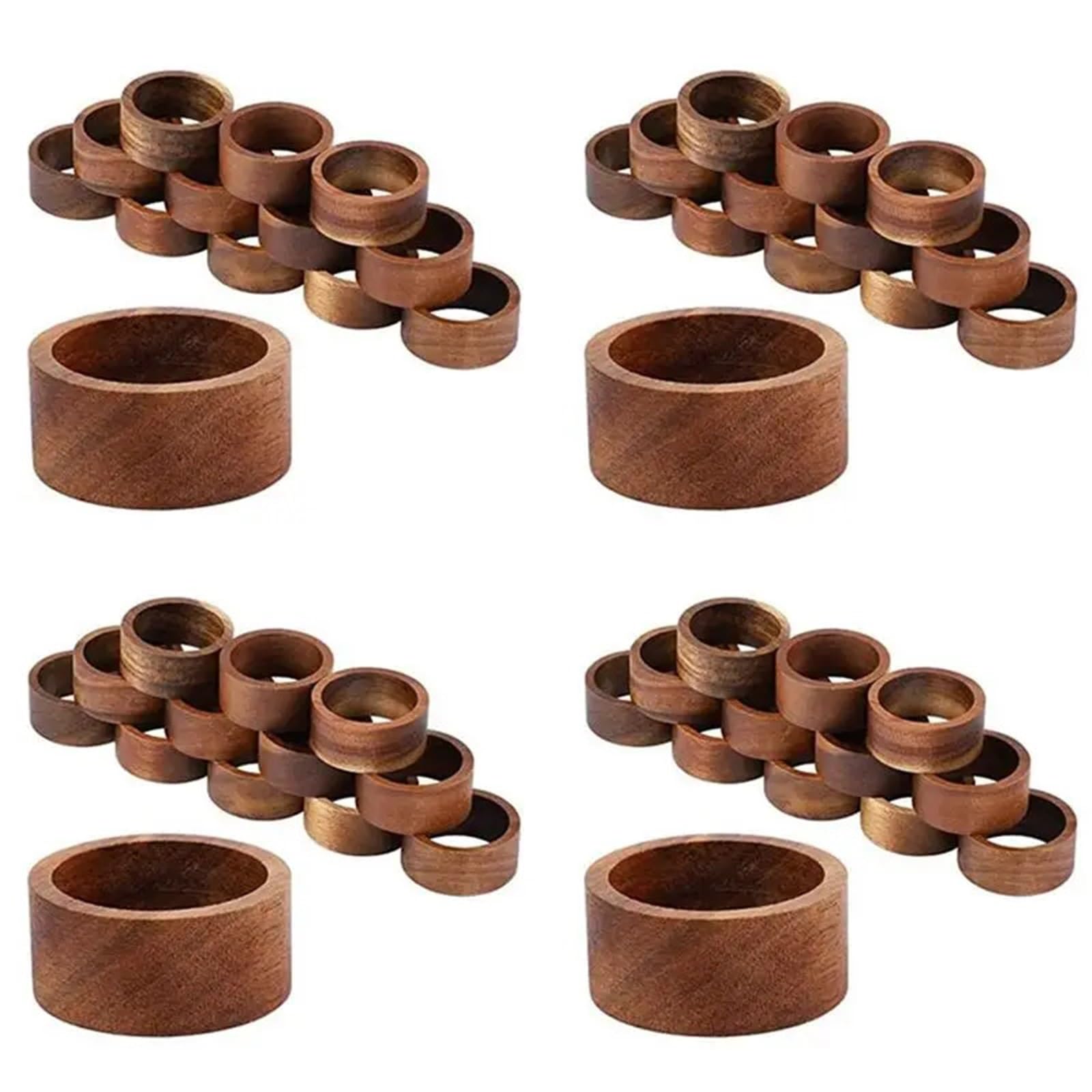 12Pcs Wood Napkin Rings for Dining Table Holiday Decorative Holder