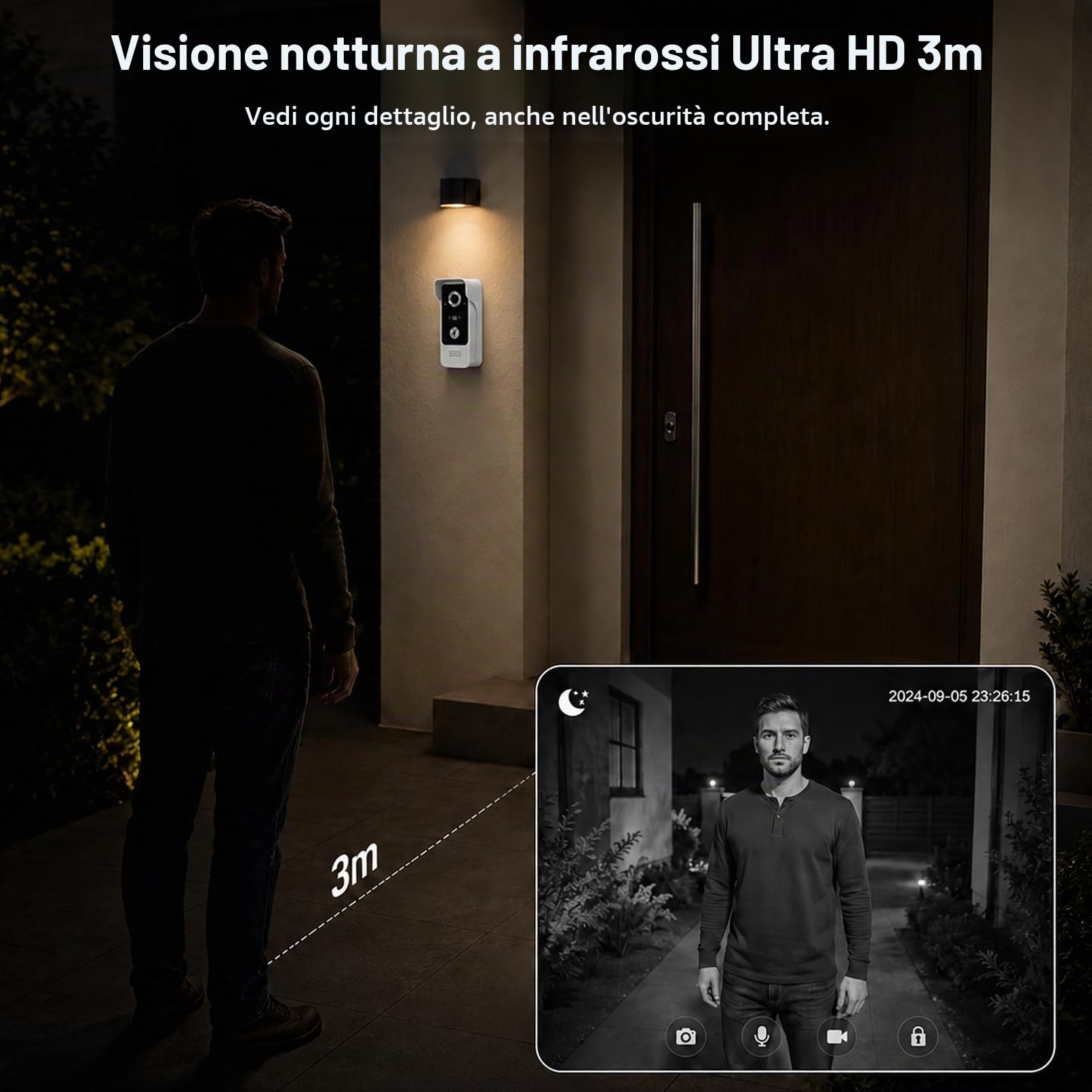 Tuya Sistema Campanello Video WiFi con Cavo,Videocamera da 7 pollici con Monitor 1080HD IR Visione Notturna per Casa Ufficio in Villa
