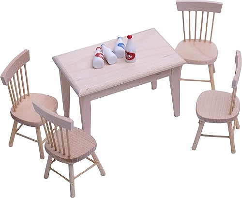 Miniatura 5 de Muebles y accesorios para casa de muñecas en miniatura, 1, 12, a escala, muebles en miniatura, mesa de comedor, silla, botellas, juego de modelos