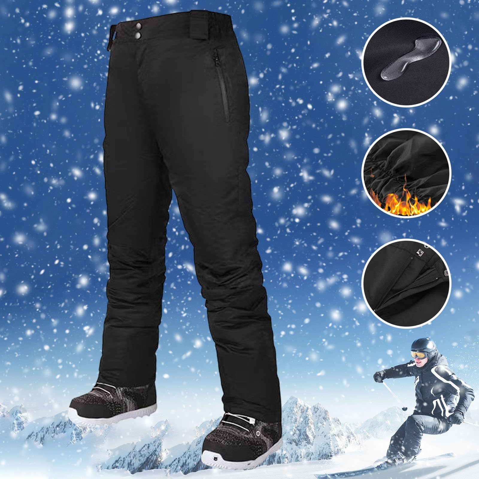 Herren Schnee Skihose mit abnehmbaren Hosenträgern für Winter Outdoor Aktivitäten wie Snowboarden Skifahren