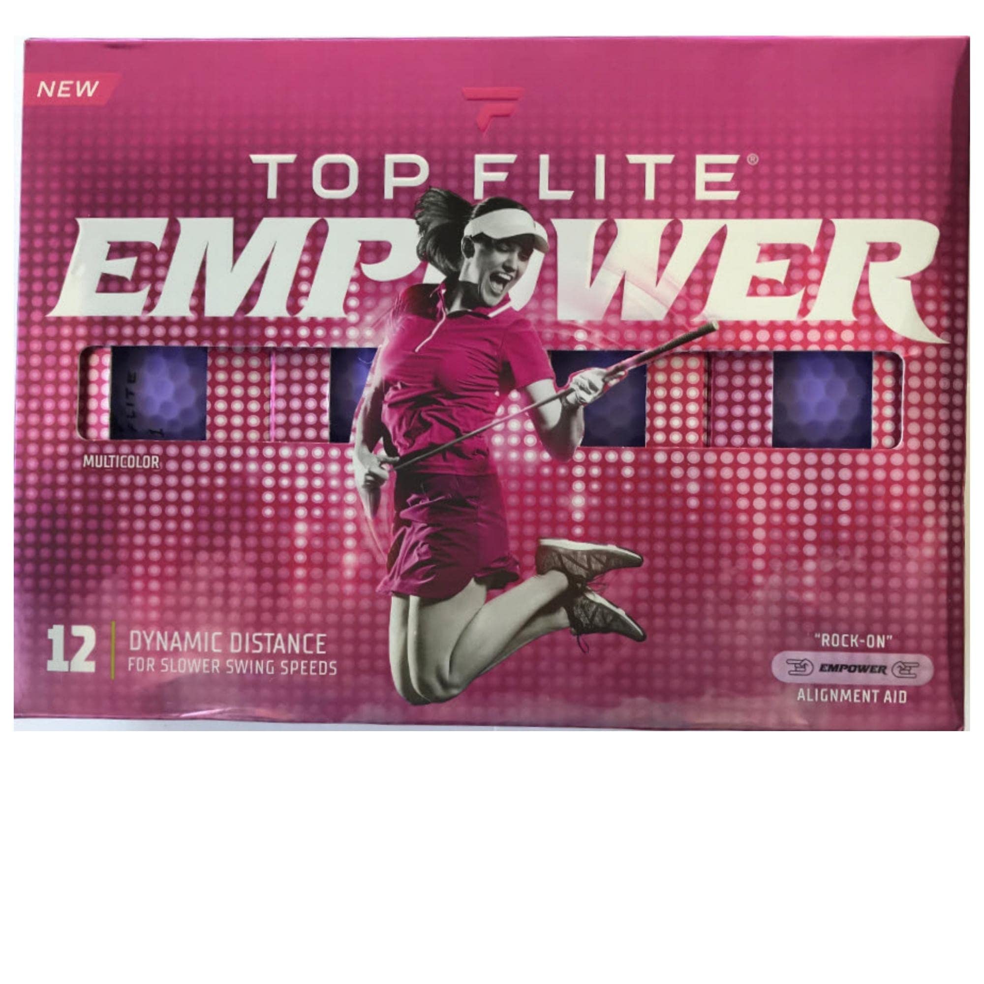 Top Flite Empower Golf Balls for Women with Your Choice of 5 Color Options - Assorted, Orange, Lavender, Green and Red (12 Pack)