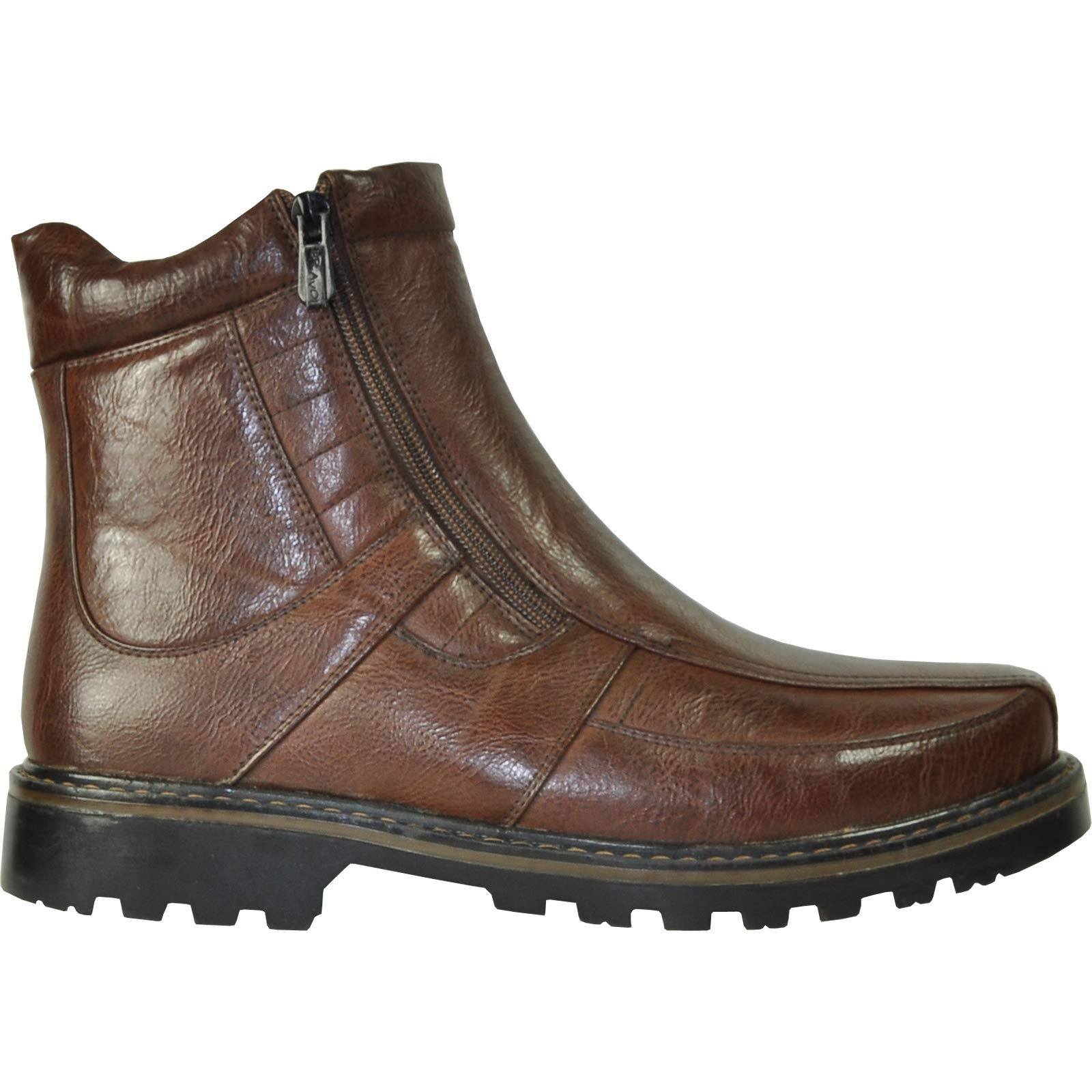 bravo! Dean - Botas de invierno impermeables para hombre, con forro de piel y doble cremallera, color negro y marrón, talla 7 a 13