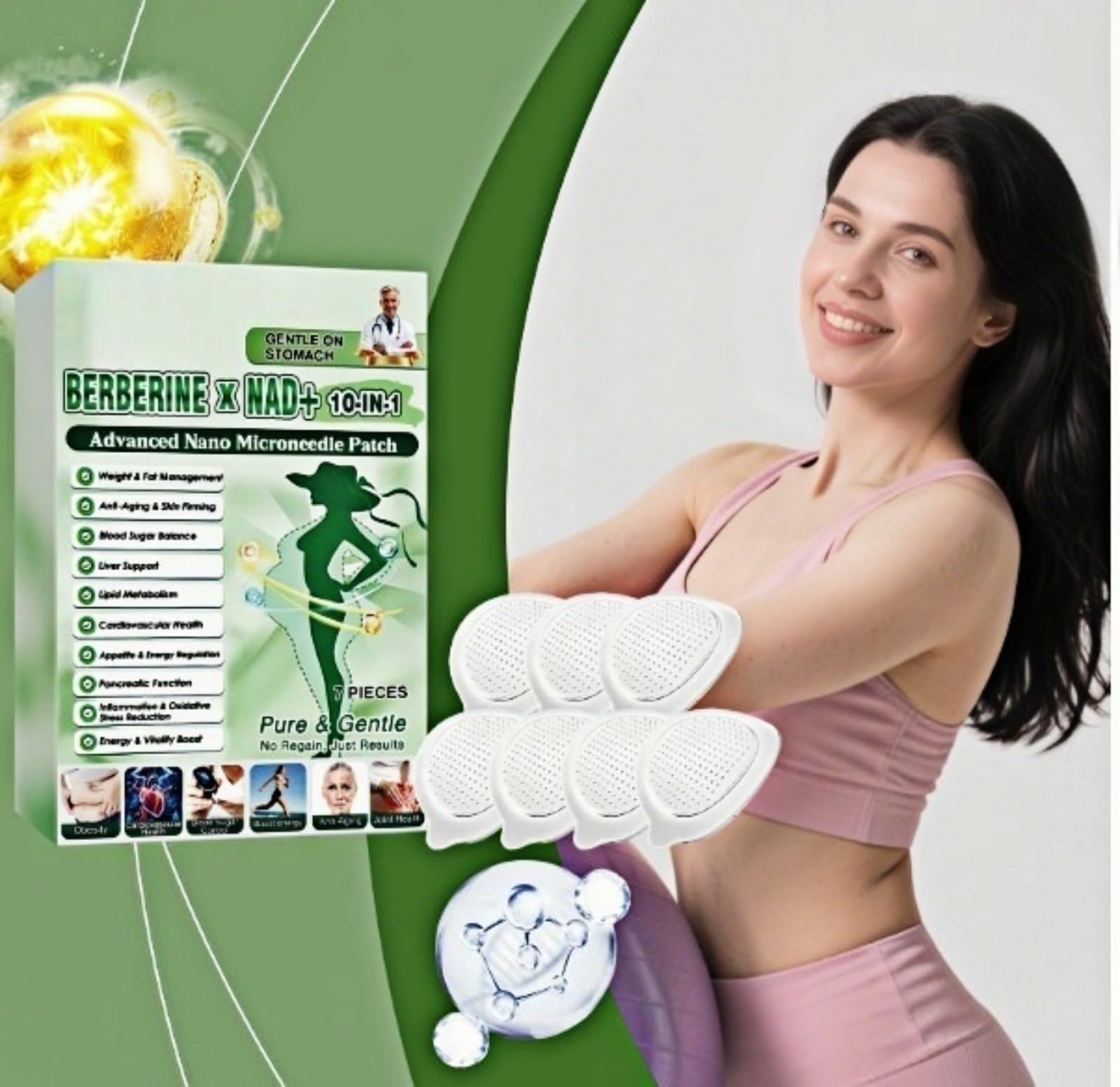 Patch Nano Microneedle, ingredienti naturali, facili da applicare, invisibili sotto i vestiti, ideali per uomo e donna