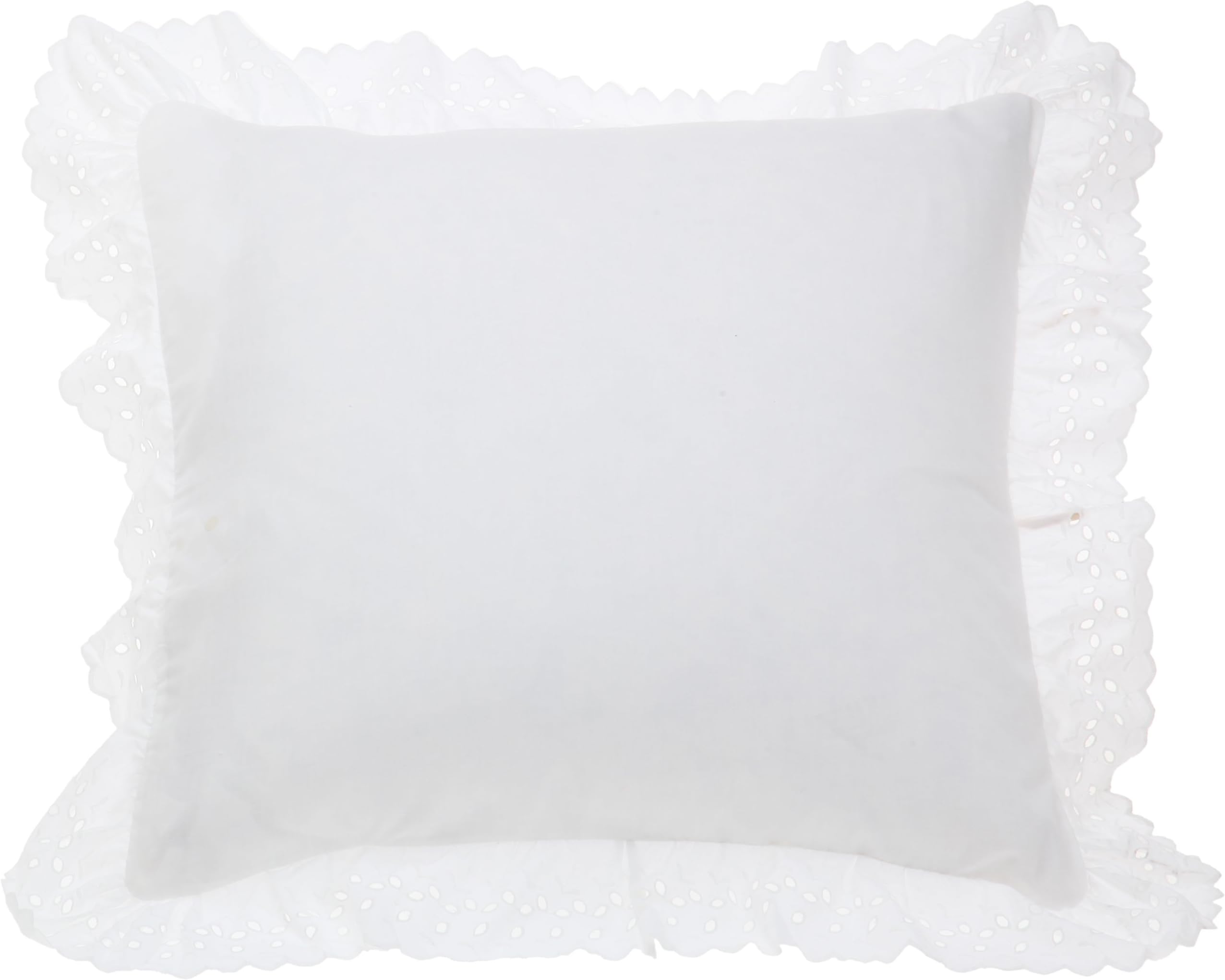 FRESH IDEAS Bedding Eyelet Ruffled Pillow Sham Euro, White