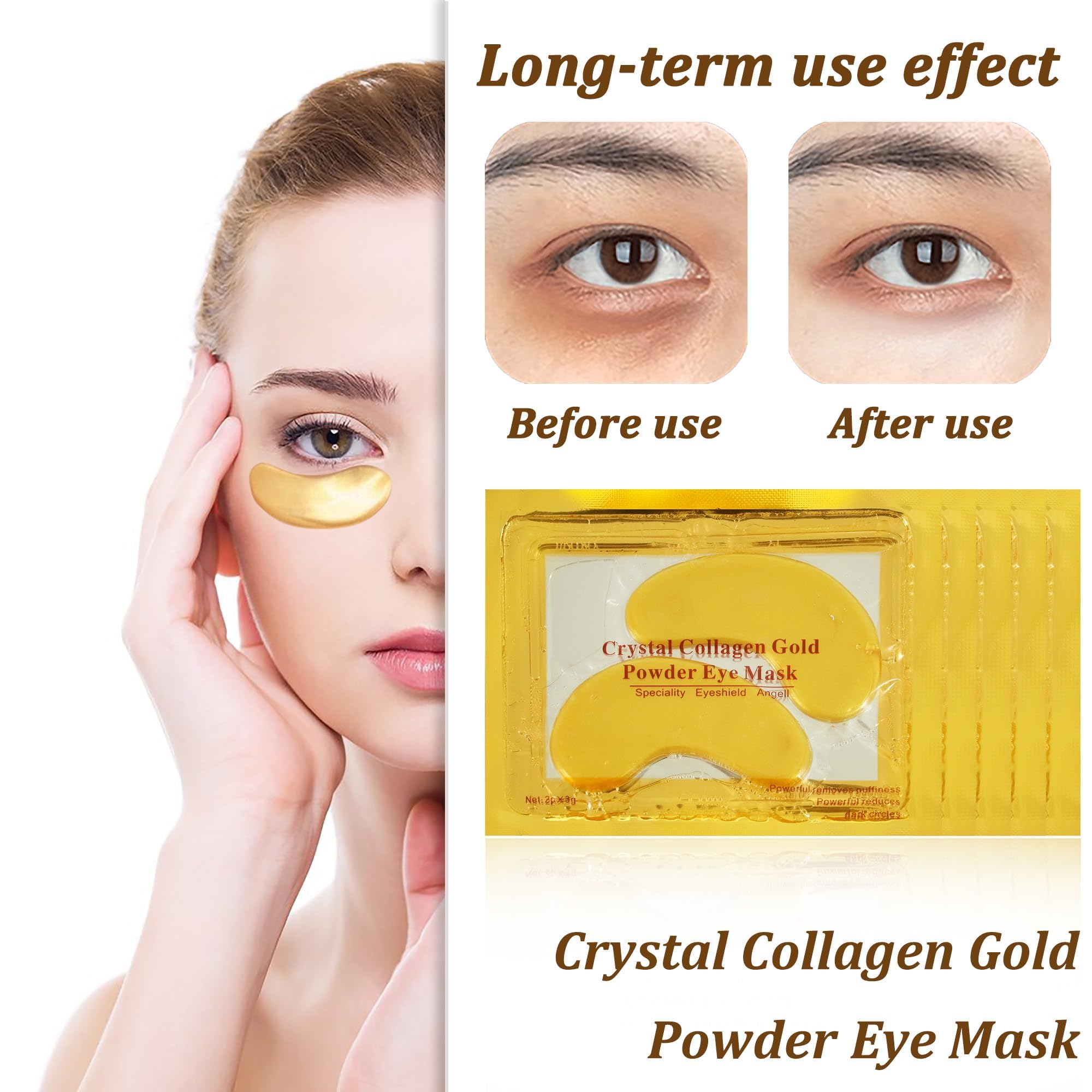 30 works Under Eye Treatment Masks 24K Gold Collagen Eye Gel Pads Moisturizing Under Eye Patches Golden Eye Mask for Dark Circles Anti Wrinkle - Image 4