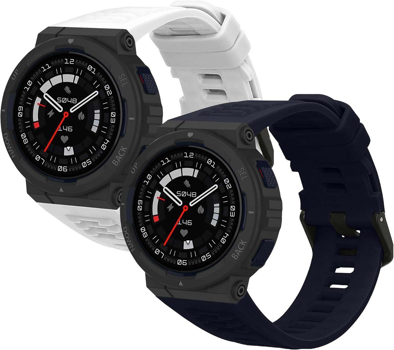 kwmobile Straps Compatible with Amazfit Active Edge (A2212) Straps - 2x Replacement Silicone Watch Bands