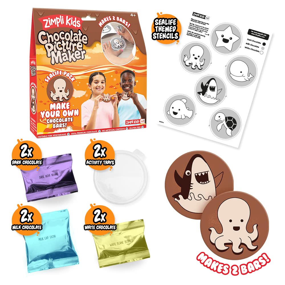 Sealife Chocolate Picture Maker Set from Zimpli Kids, Makes 2 Large Choc Bars, Childrens Easter Activity Toy, Chocolate Gift for Boys & Girls
