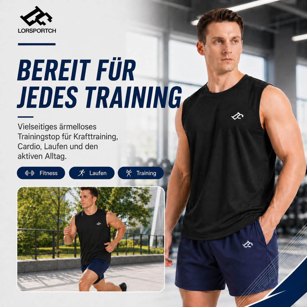 Herren Tank Tops Schnelltrocknend Gym Muscle Tees Fitness Laufweste Bodybuilding Ärmelloses T-Shirt