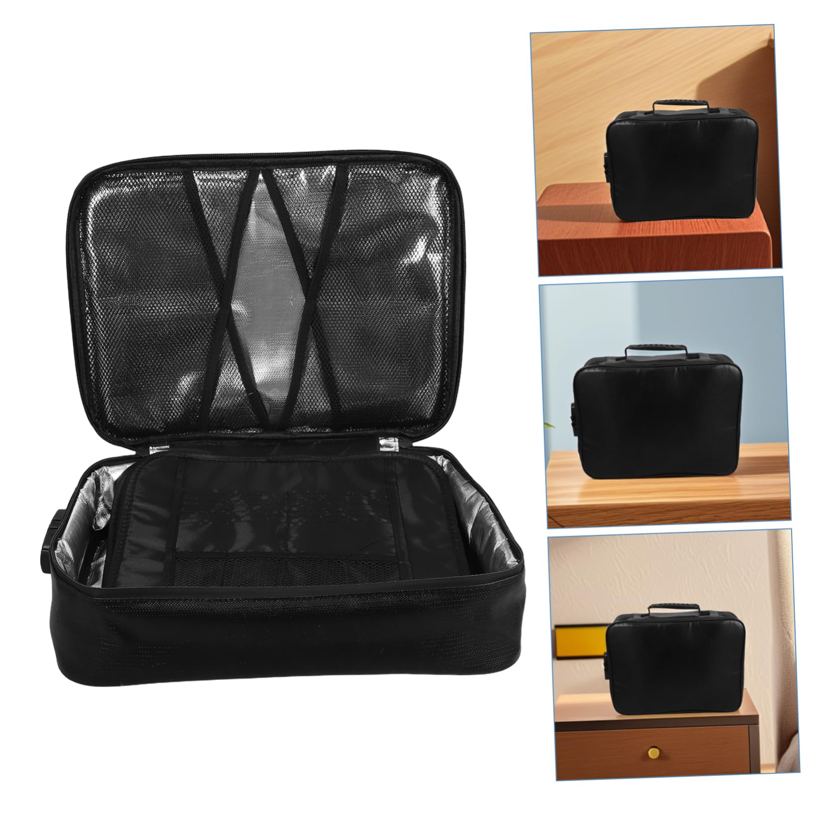 POPETPOP Organizzatore di Documenti Ignifugo, Borsa per Documenti da Viaggio con Serratura, Multistrato e Portatile per Casa e Ufficio, Nero
