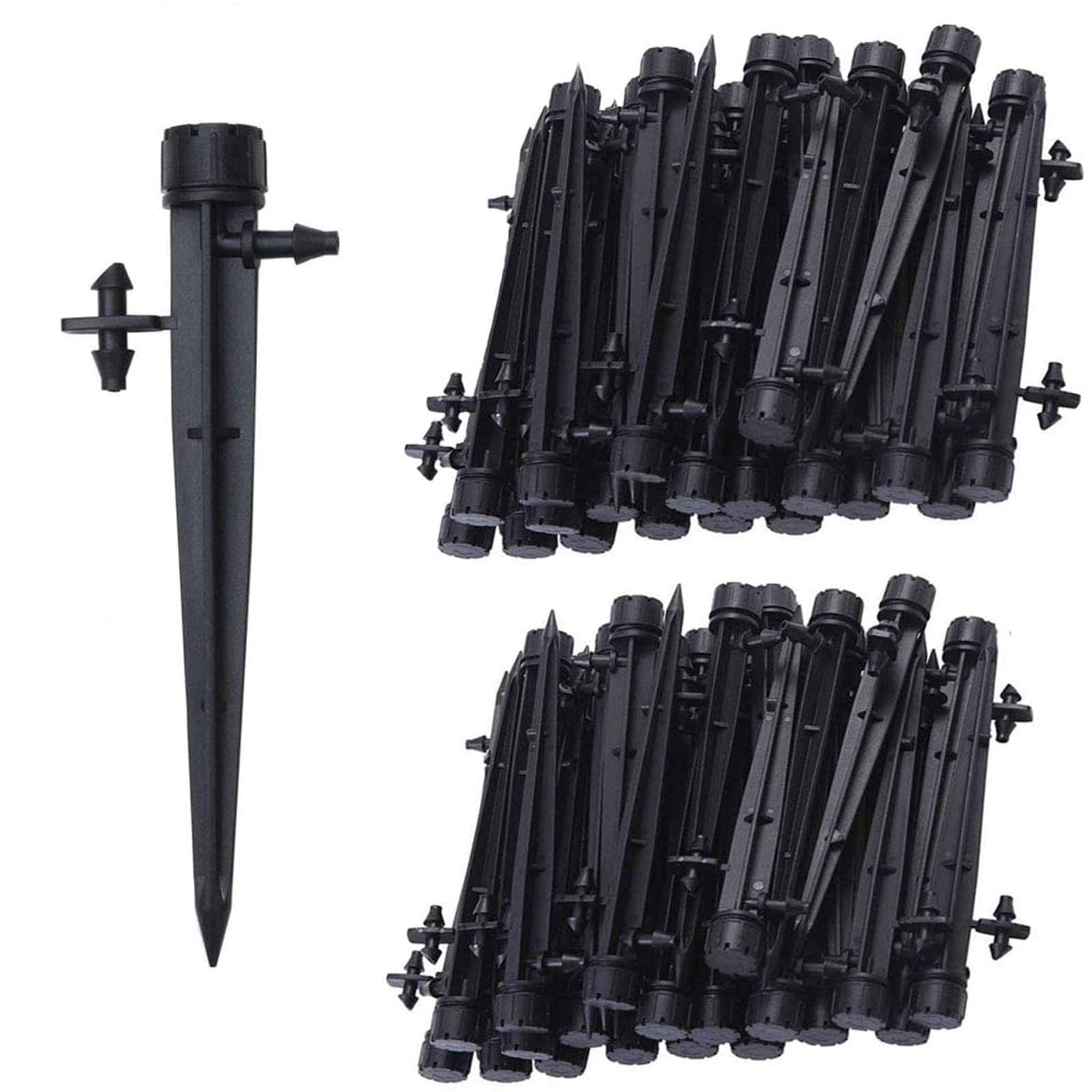 100PCS Adjustable Drip Irrigation Emitters - 360° Water Flow Stakes For Garden Drip System