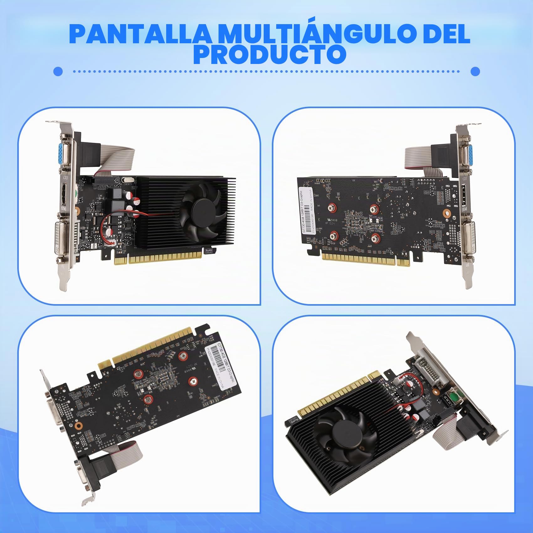 GT730 - Tarjeta gráfica DDR3 de 4 GB (128 bits, VGA, puerto DVI, tarjeta gráfica para oficina/hogar)
