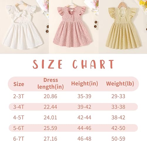 Miniatura 6 de Vestido de verano para niña pequeña, ropa de verano con mangas con vuelo, vestidos de fiesta de princesa de encaje para niñas 2-7T