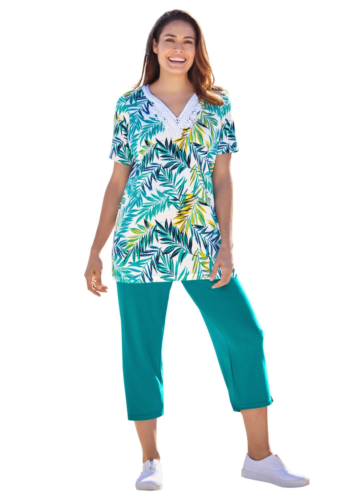 Woman Within Plus Size 2-Piece Tunic And Capri Set