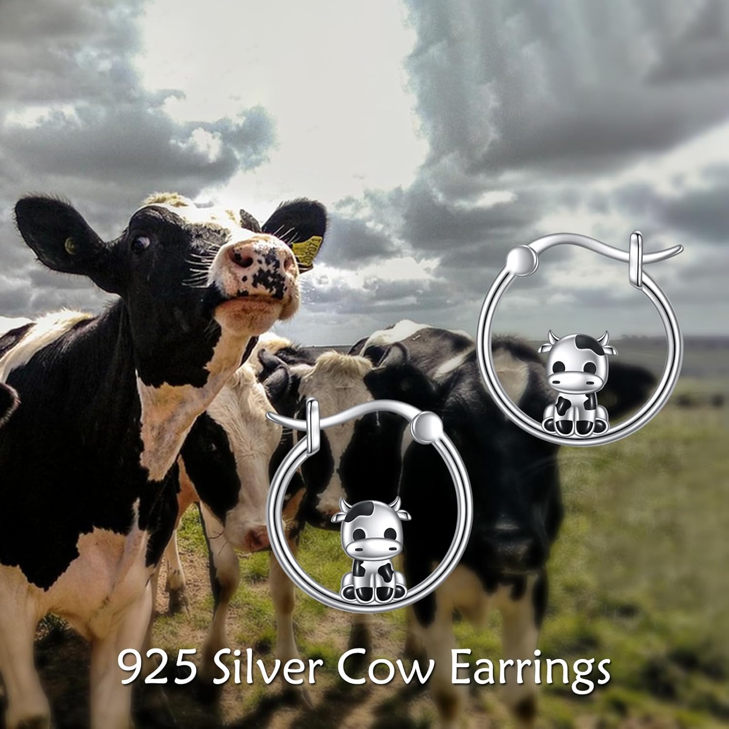 KZX Cow Earrings for Women 925 Sterling Silver Cute Animal Cow Earrings Huggie Hoop Jewelry Birthday Party Gift for Women - Image 6