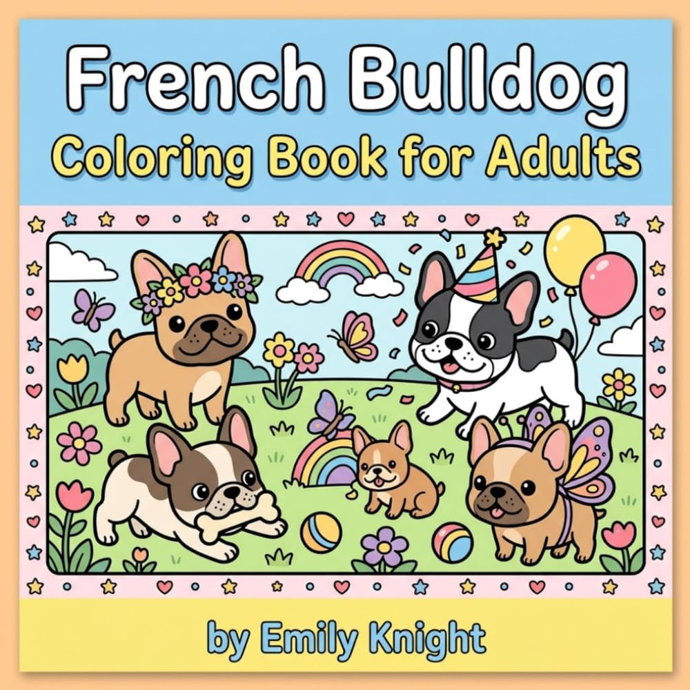 French Bulldog Coloring Book for Adults: Bold & Easy Cute Frenchie Designs and Playful Puppy Scenes for Dog Lovers — Relaxing Pages for Stress Relief