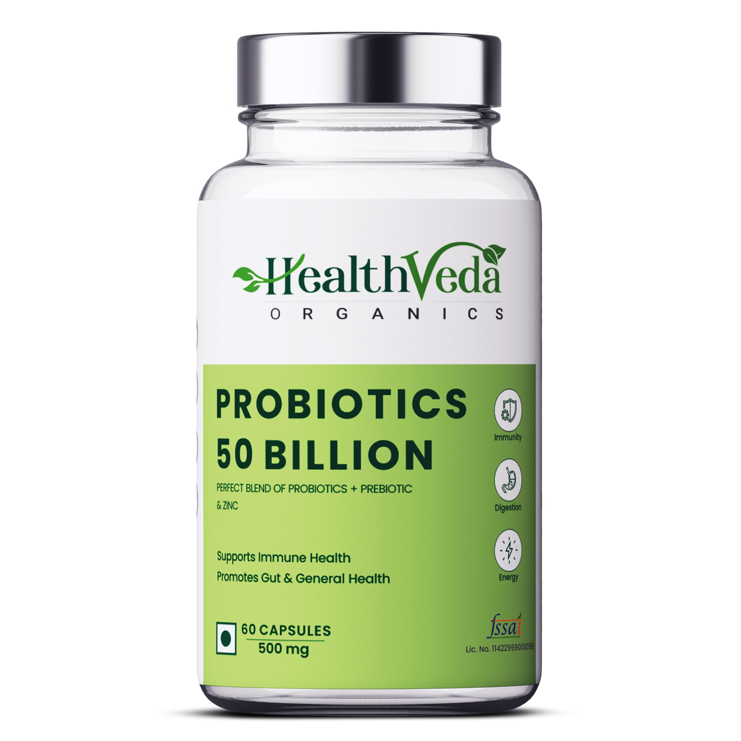 HEALTH VEDA ORGANICS PRIVATE LIMITED Probiotics 50 Billion Cfu Multi-Strains With Prebiotic | Good Digestive, Gut Health, Diarrhea, Gas & Bloating Support | Men And Women - 60 Vegetarian Capsules (B0CB7XV3HP) Amazon Price History, Amazon Price Tracker