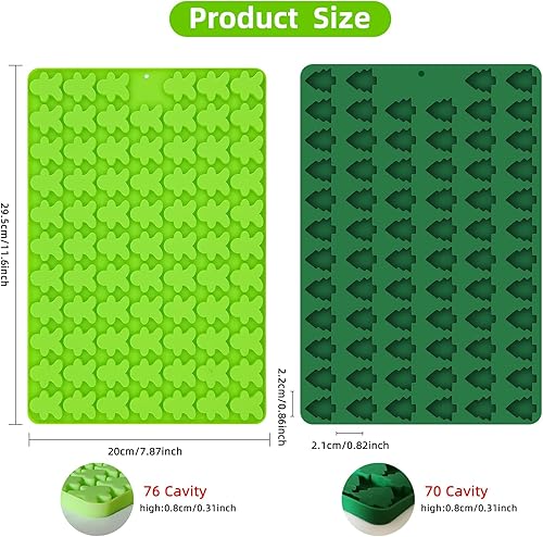 Miniatura 2 de 2 PIEZAS Moldes de Silicona de Navidad, Moldes Mini de Silicona de 70 Cavidades para Árbol de Navidad y 76 Cavidades para Hombre de Jengibre para