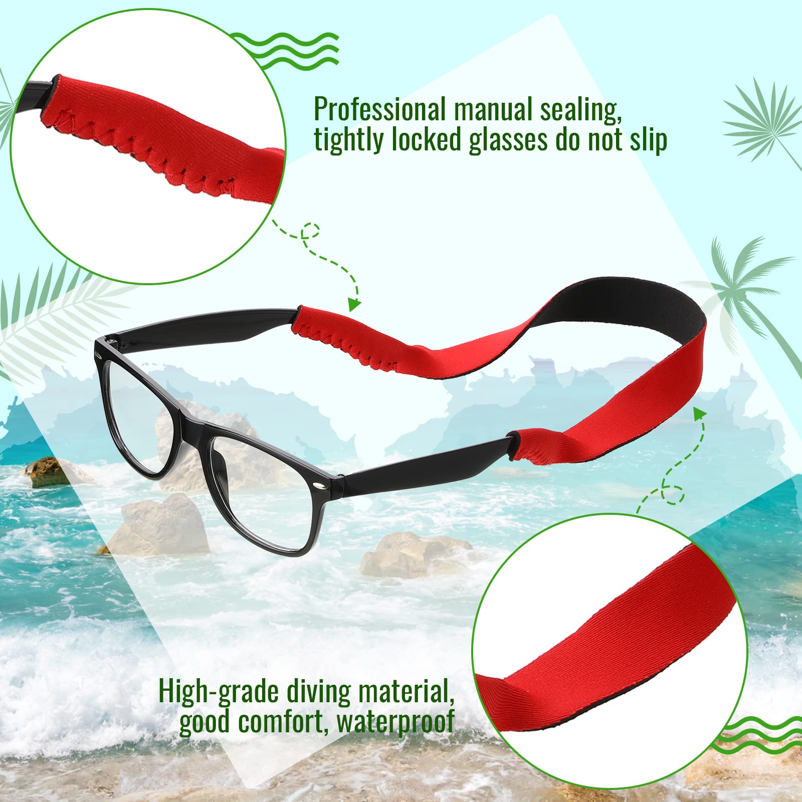 Kanayu 24 Pcs Floating Bulk Sunglass Strap Neoprene Eyewear Retainer