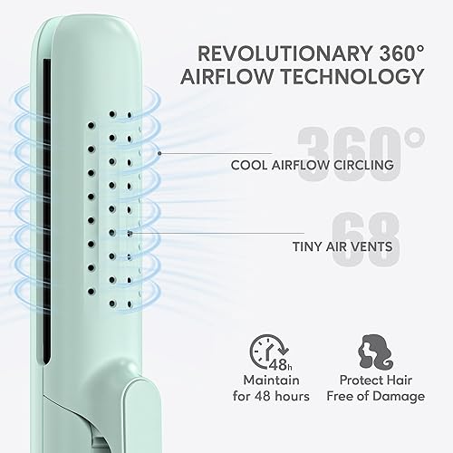 Miniatura 3 de Terviiix Plancha de titanio con tecnología de aire de 360, alisador de pelo y rizador de flujo de aire 2 en 1, 5 temperaturas ajustables, doble