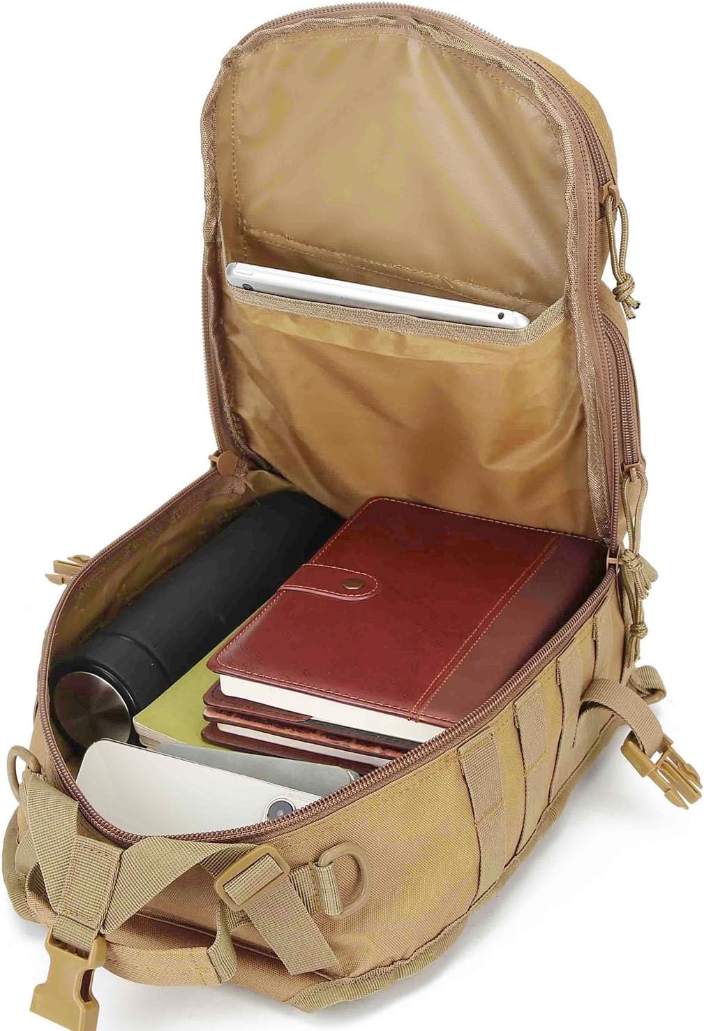 Tactical Sling Bag Backpack, Military Rover Shoulder Pack, EDC Molle Assault Range Bag for Men (Khaki) - Image 9