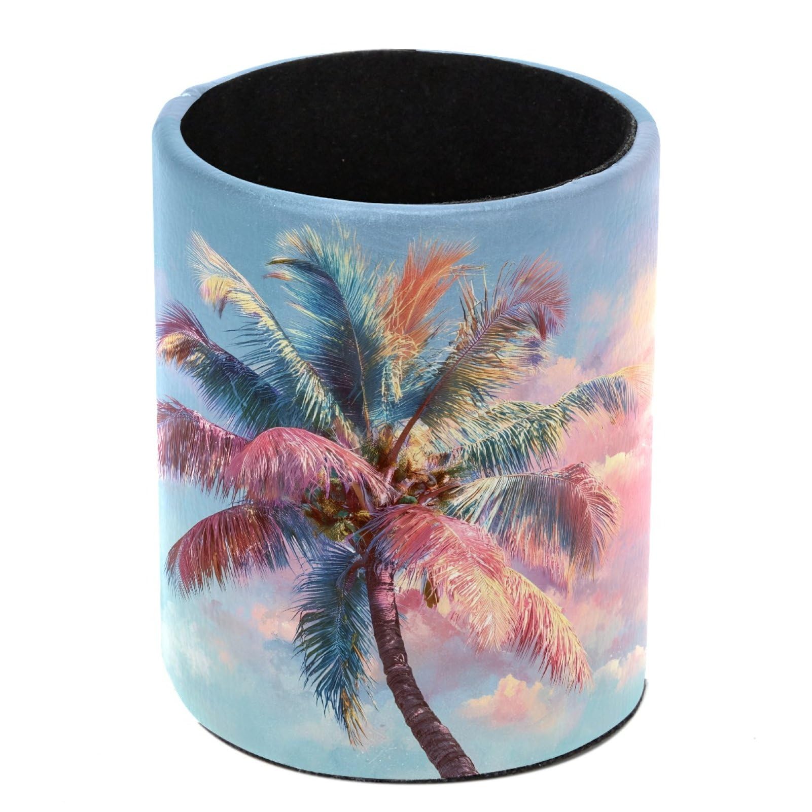 FWJZDSP Pastel Palm Tree Pencil Cup Pen Organizer Makeup Brush Holder for Office Home Countertop Desk Accessory Storage